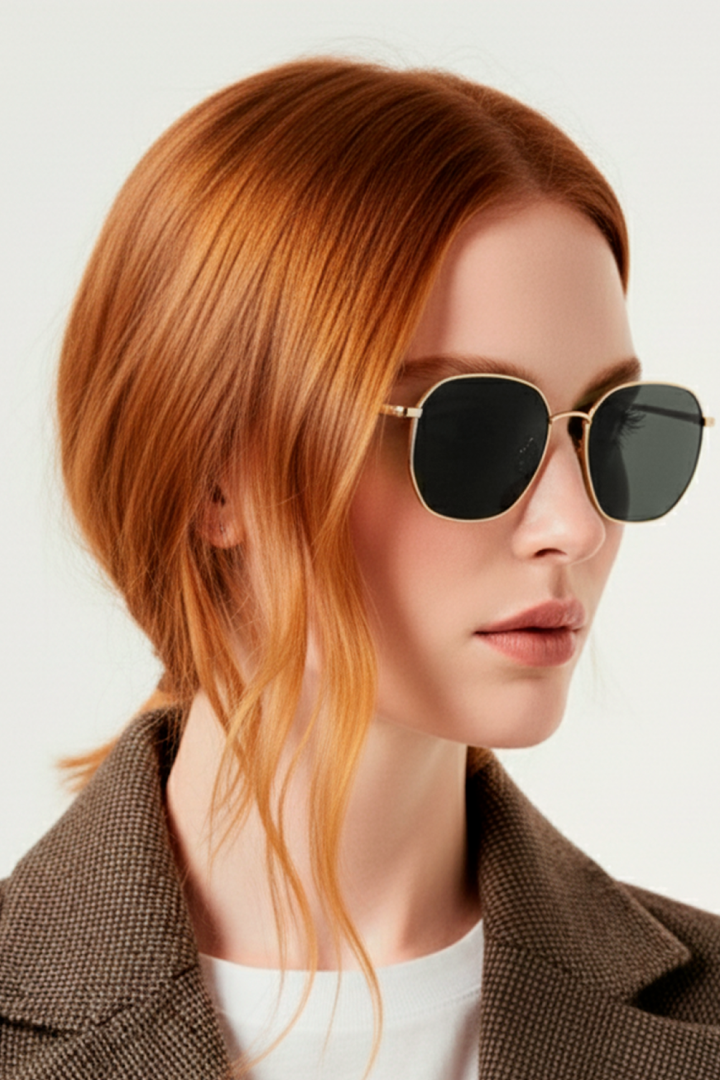 Óculos de Sol Hexagonal Feminino Órbita Gold