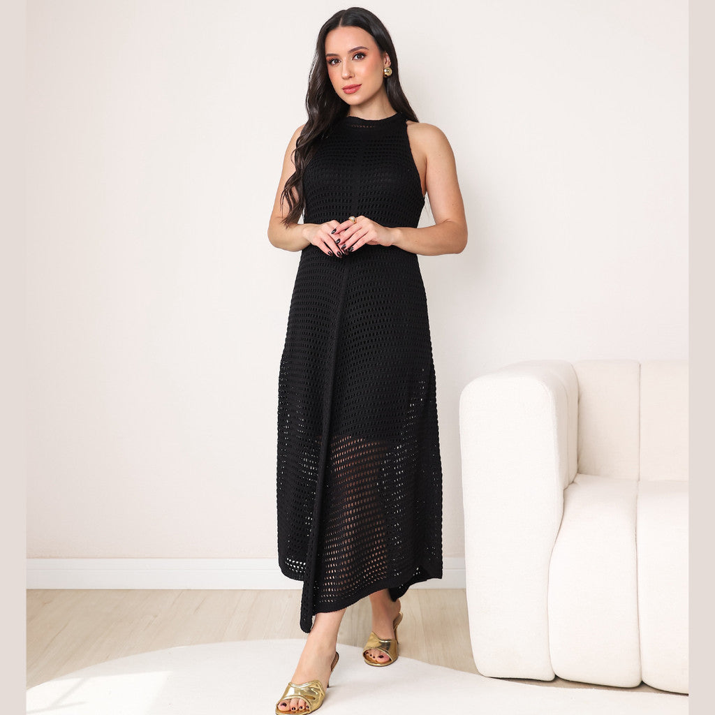 Vestido Tricot Midi Longo Sem Mangas