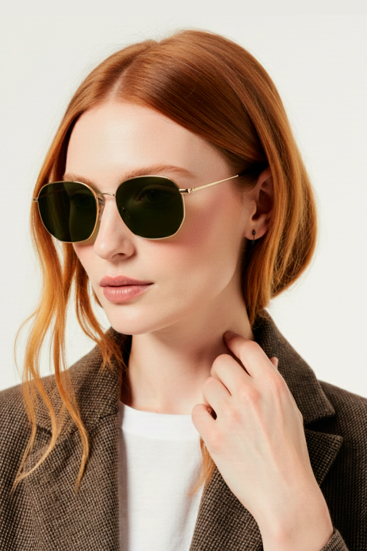 Óculos de Sol Hexagonal Feminino Órbita Gold