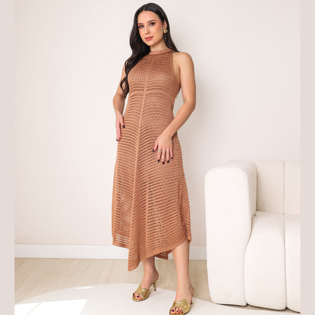 Vestido Tricot Midi Longo Sem Mangas