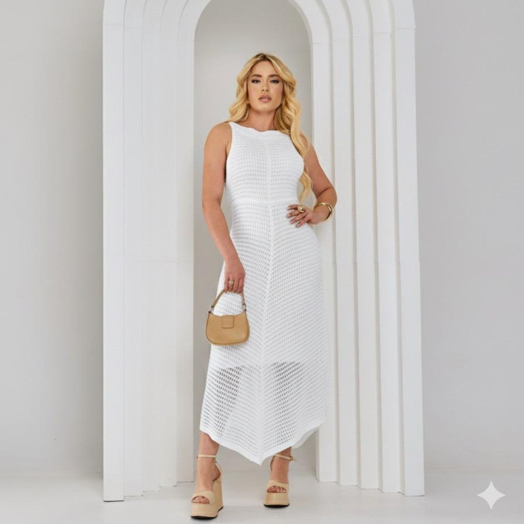 Vestido Tricot Midi Longo Sem Mangas