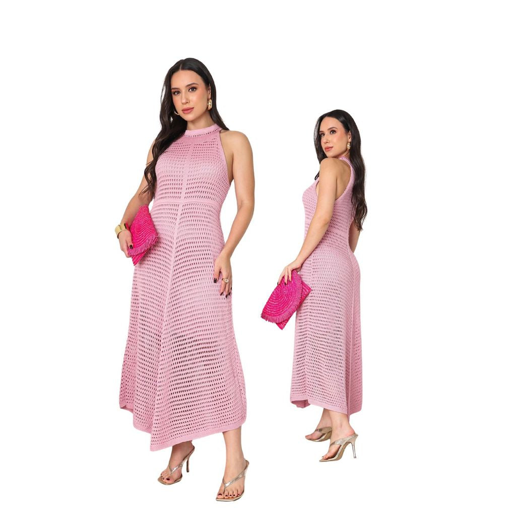 Vestido Tricot Midi Longo Sem Mangas